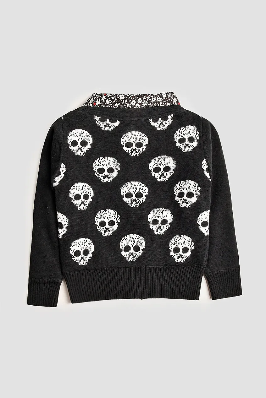 Black Skull Knit Sweater