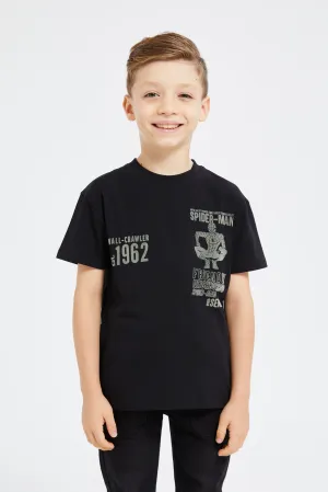 Boys Black Spider Man Short Sleeve T-Shirt