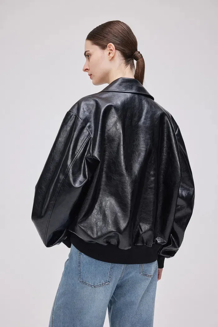 Valerie Bomber Jacket in Vegan Leather