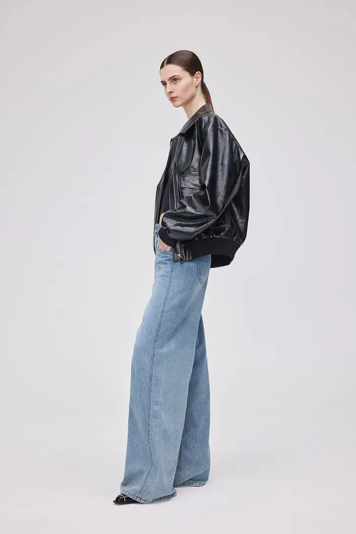 Valerie Bomber Jacket in Vegan Leather