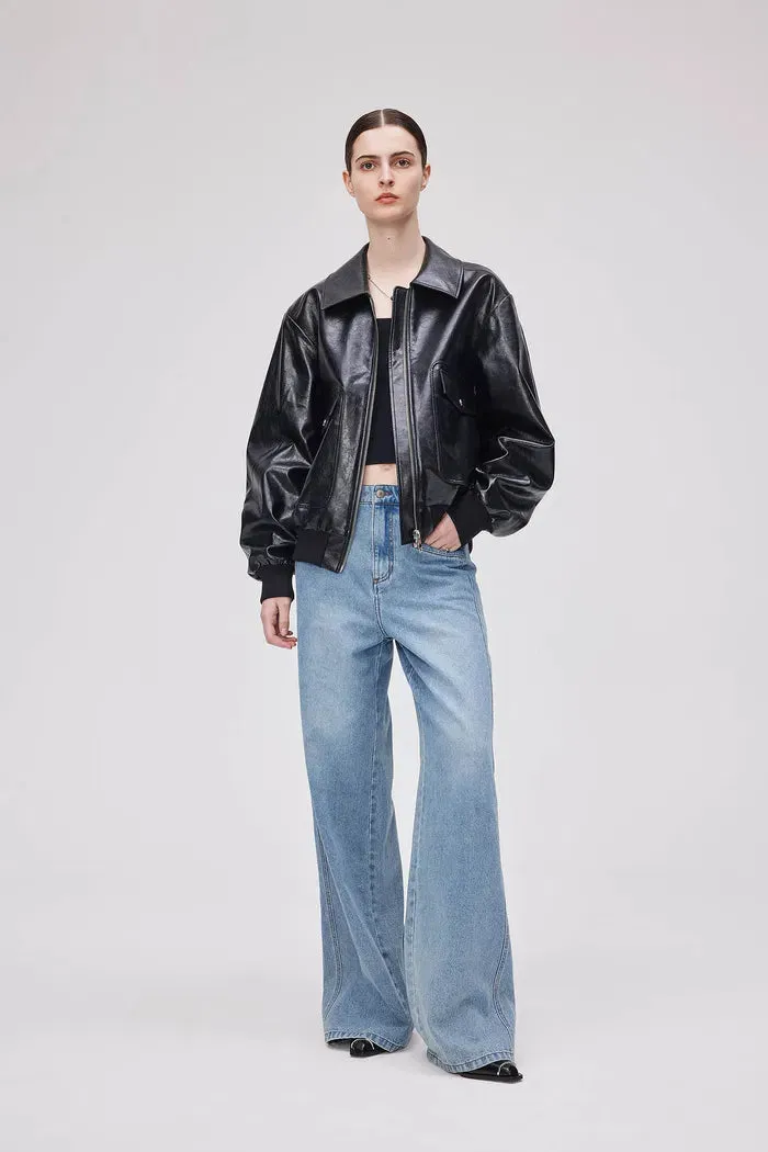 Valerie Bomber Jacket in Vegan Leather