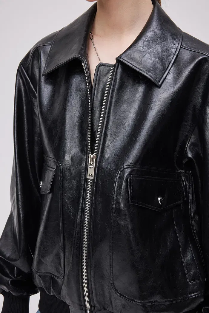 Valerie Bomber Jacket in Vegan Leather
